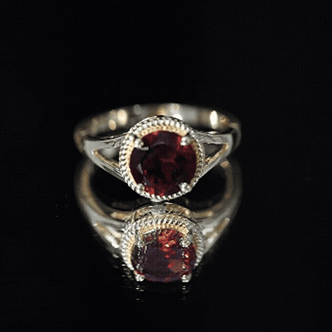 Real 8mm Solitaire Garnet Engagement Ring with Split Shank