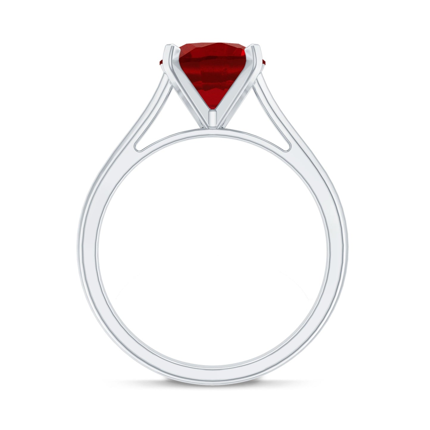 Round Lab Grown Ruby Solitaire Engagement Ring