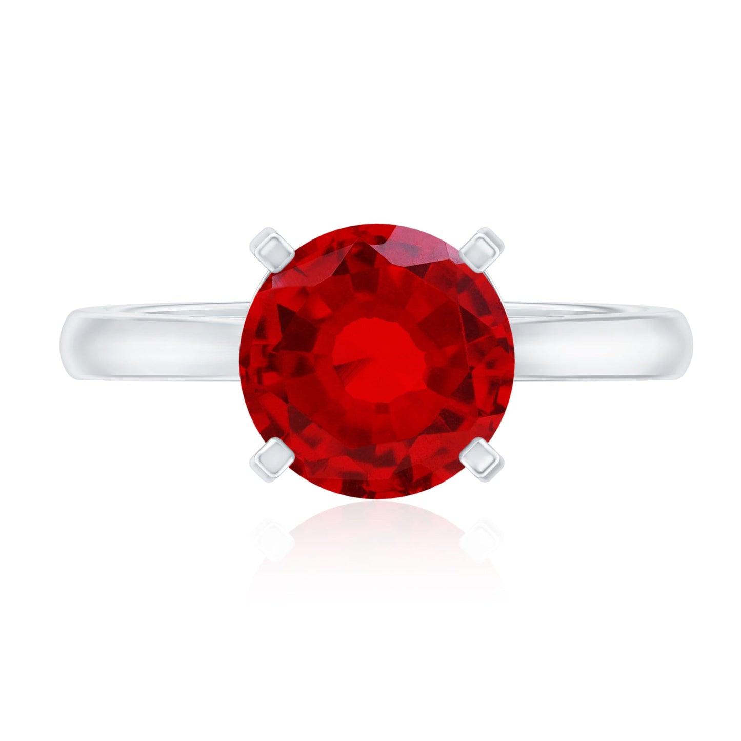 Round Lab Grown Ruby Solitaire Engagement Ring