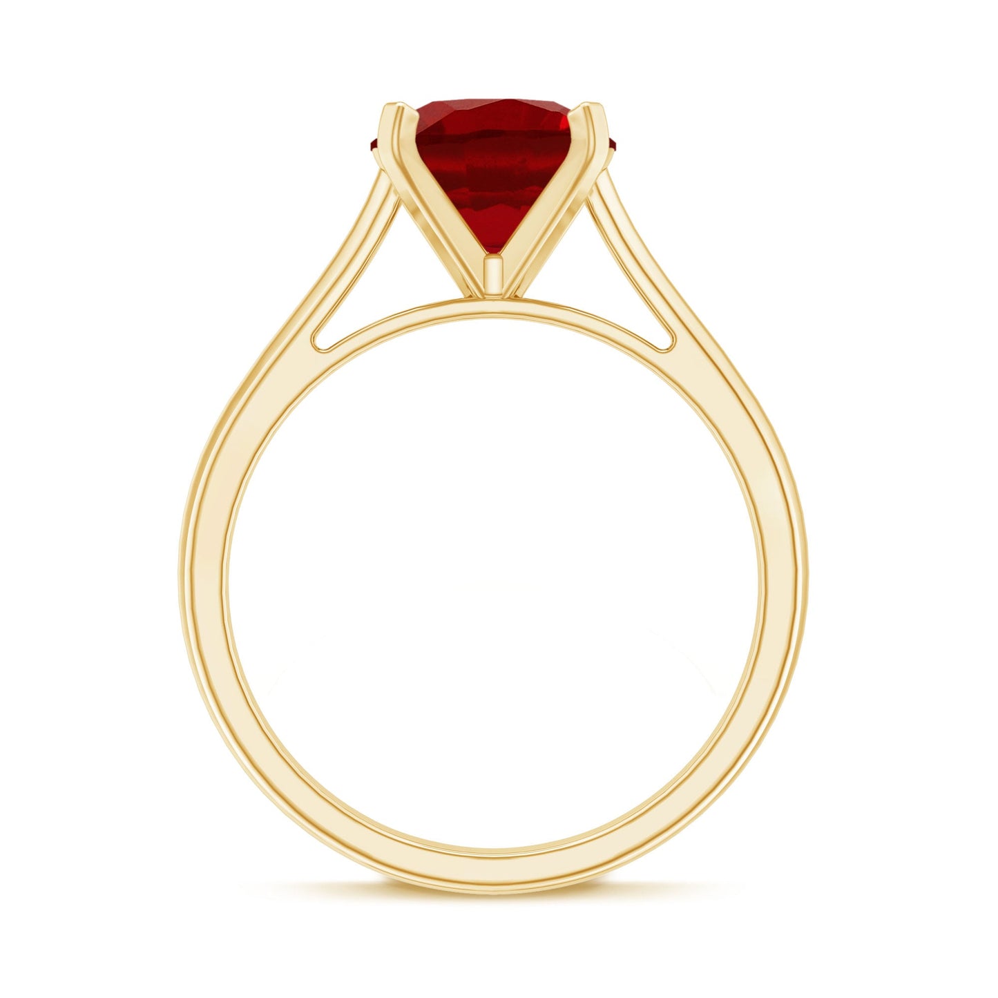 Round Lab Grown Ruby Solitaire Engagement Ring