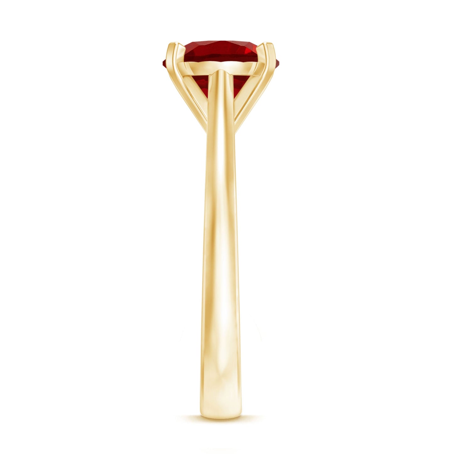 Round Lab Grown Ruby Solitaire Engagement Ring