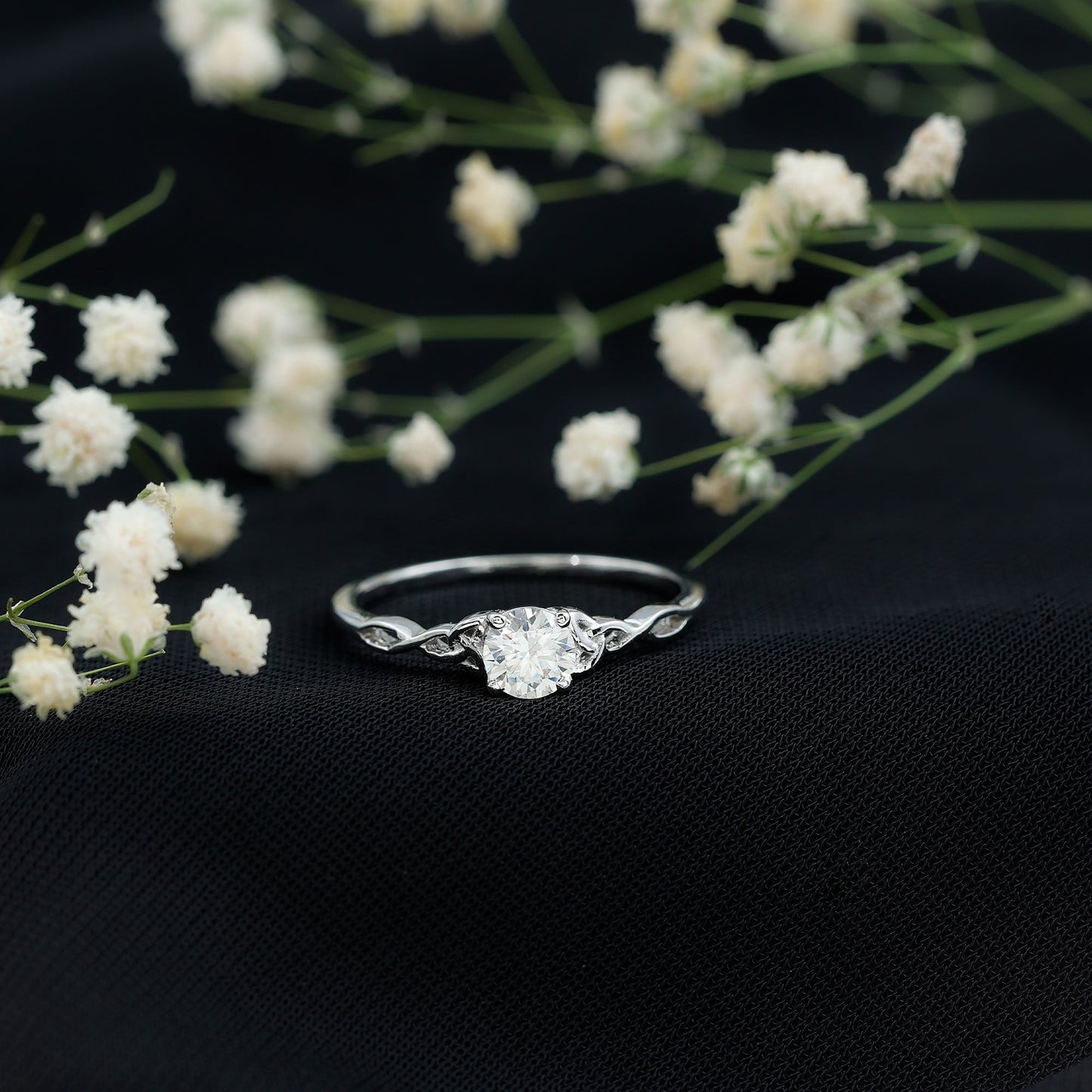 Solitaire Moissanite Celtic Knot Ring for Women
