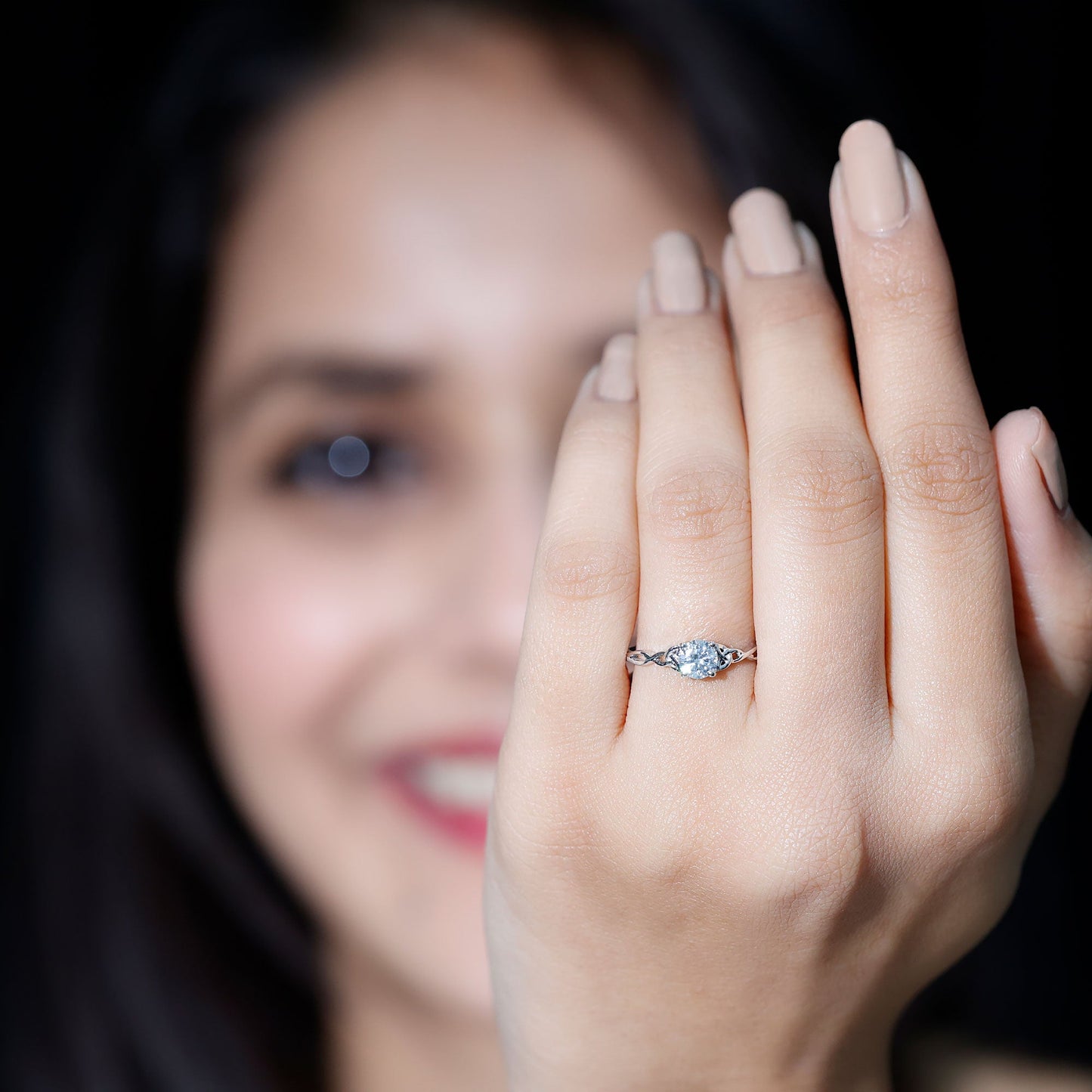 Solitaire Moissanite Celtic Knot Ring for Women