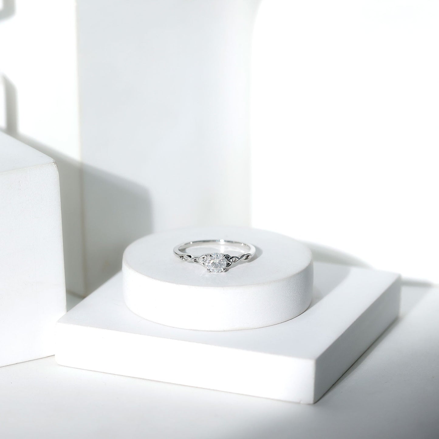 Solitaire Moissanite Celtic Knot Ring for Women