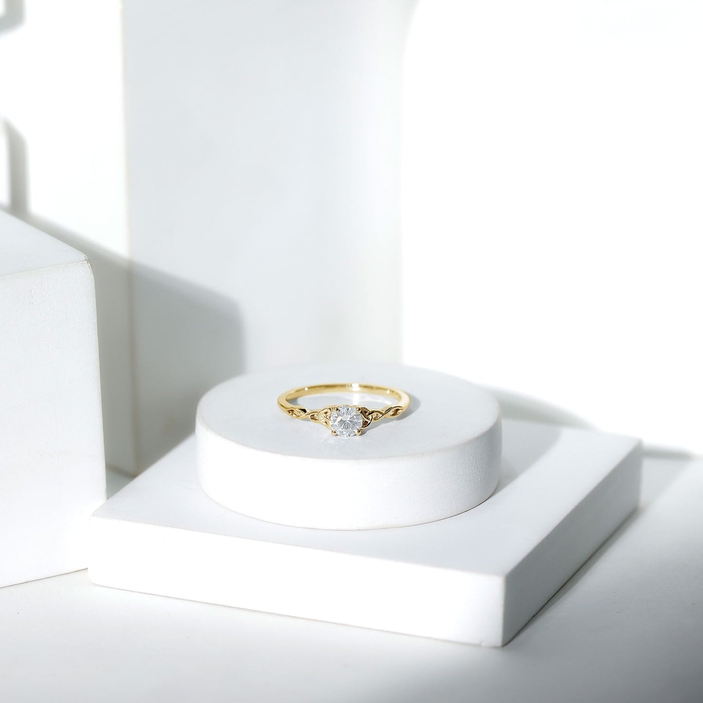 Solitaire Moissanite Celtic Knot Ring for Women