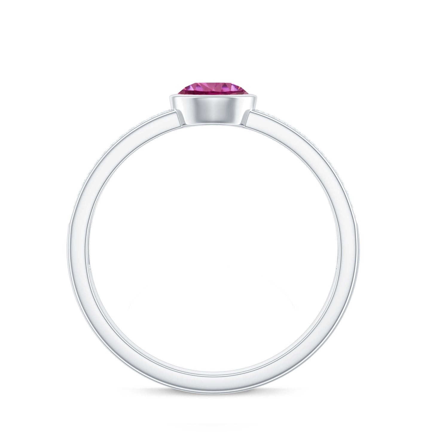 0.75 CT Solitaire Pink Tourmaline and Diamond Engagement Ring
