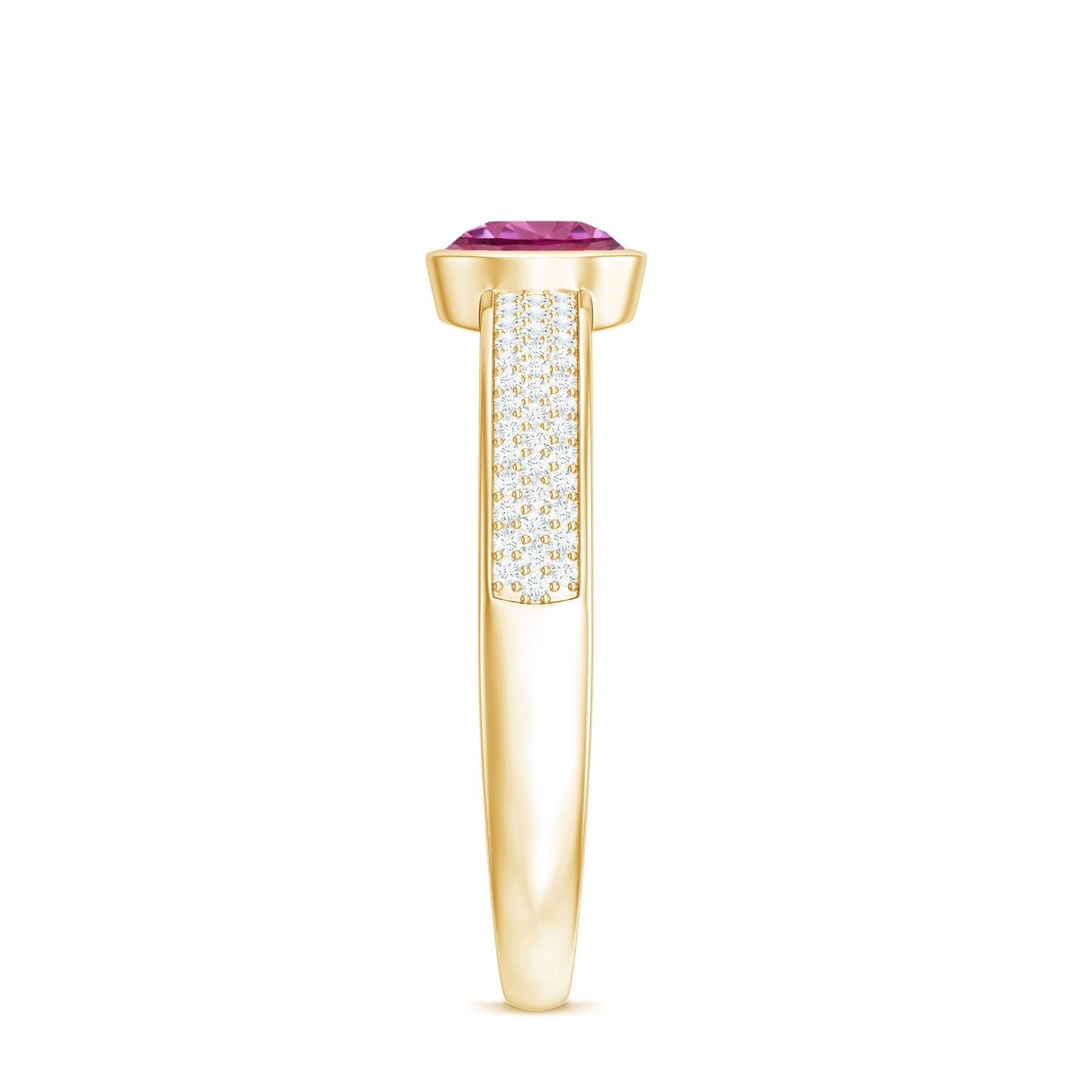 0.75 CT Solitaire Pink Tourmaline and Diamond Engagement Ring