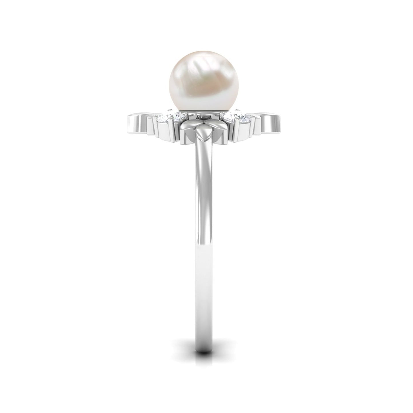 Nature Inspired 2 Carat Freshwater Pearl Engagement Ring with Diamond