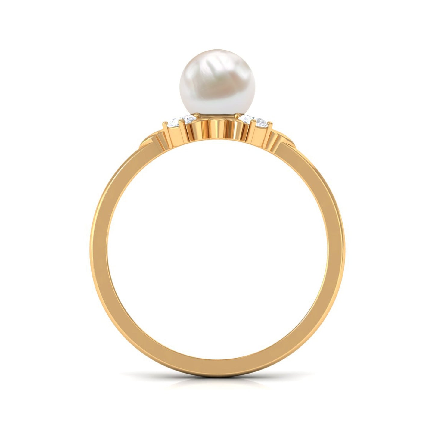 Nature Inspired 2 Carat Freshwater Pearl Engagement Ring with Diamond