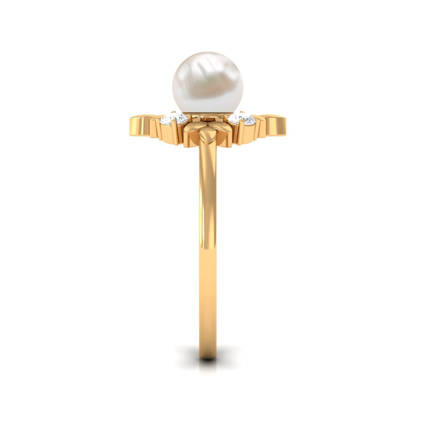 Nature Inspired 2 Carat Freshwater Pearl Engagement Ring with Diamond