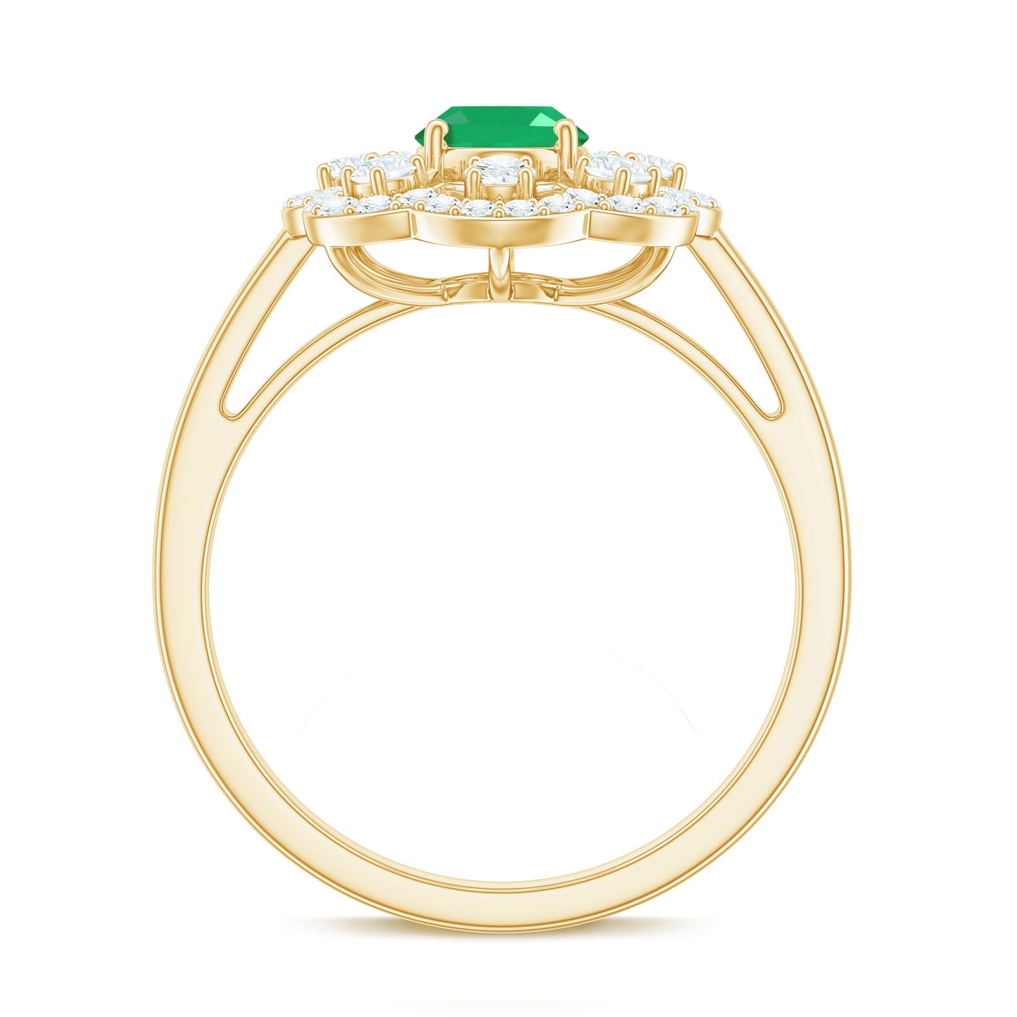 Vintage Looking Oval Emerald Designer Engagement Ring with Moissanite