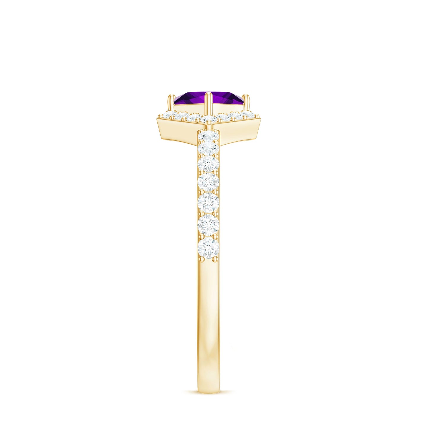 3/4 Ct Princess Amethyst Half Halo Promise Ring with Diamond