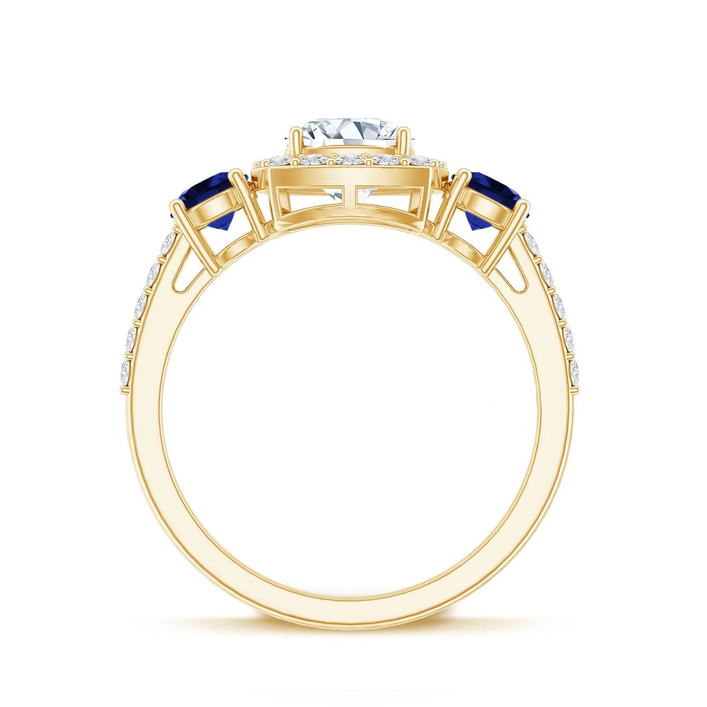 Certified 1.7 Carat Cushion Cut Lab Grown Diamond Engagement Ring with Blue Sapphire