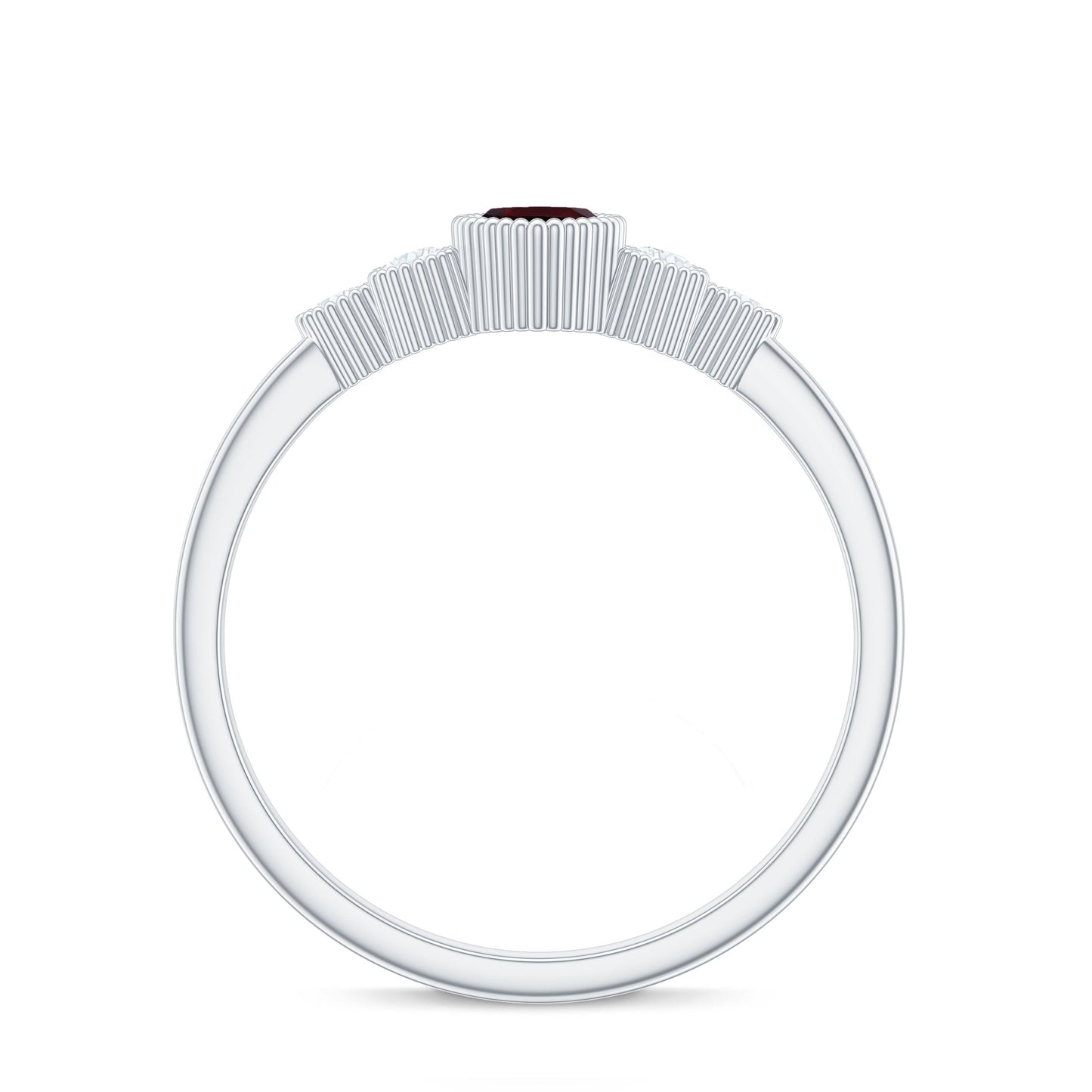 Natural 4X8mm Garnet Marquise Engagement Ring with Diamond