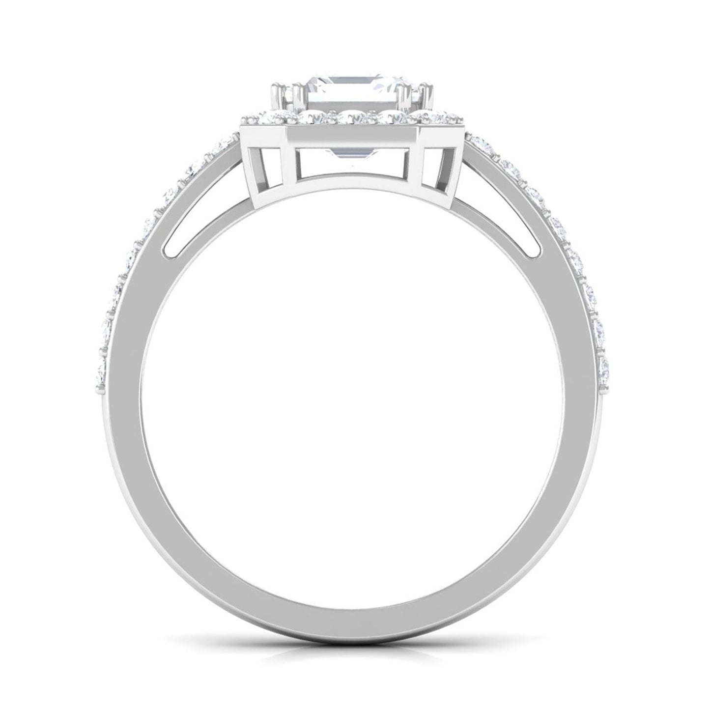 2.25 CT Asscher Cut Solitaire Zircon Halo Engagement Ring
