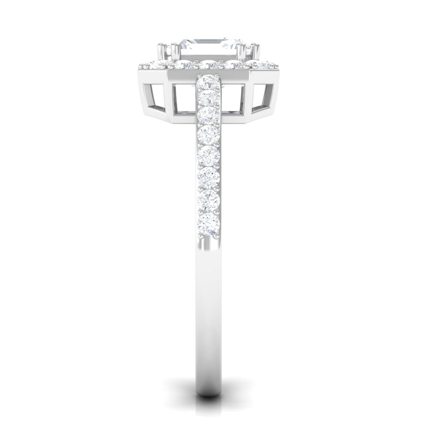 2.25 CT Asscher Cut Solitaire Zircon Halo Engagement Ring