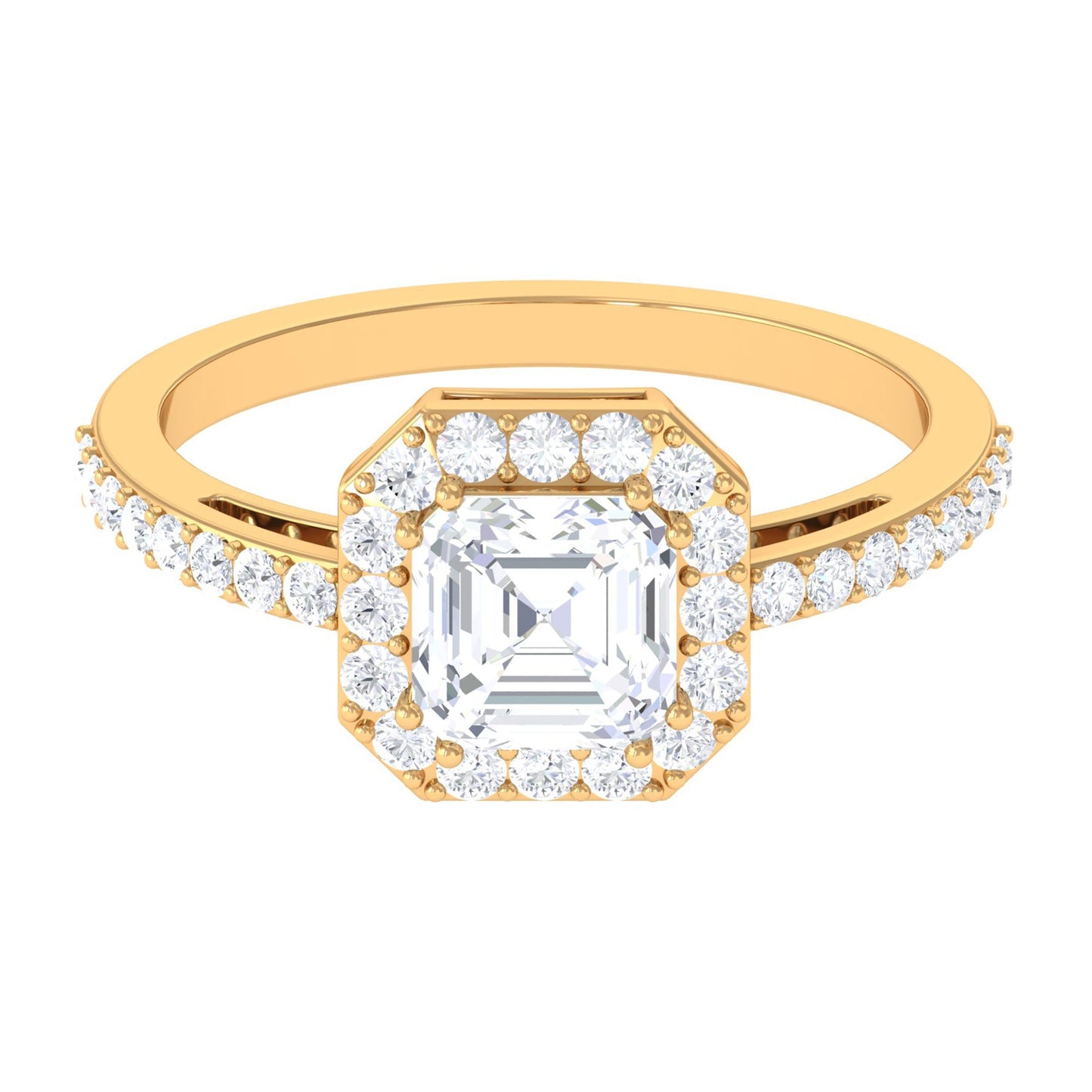 2.25 CT Asscher Cut Solitaire Zircon Halo Engagement Ring