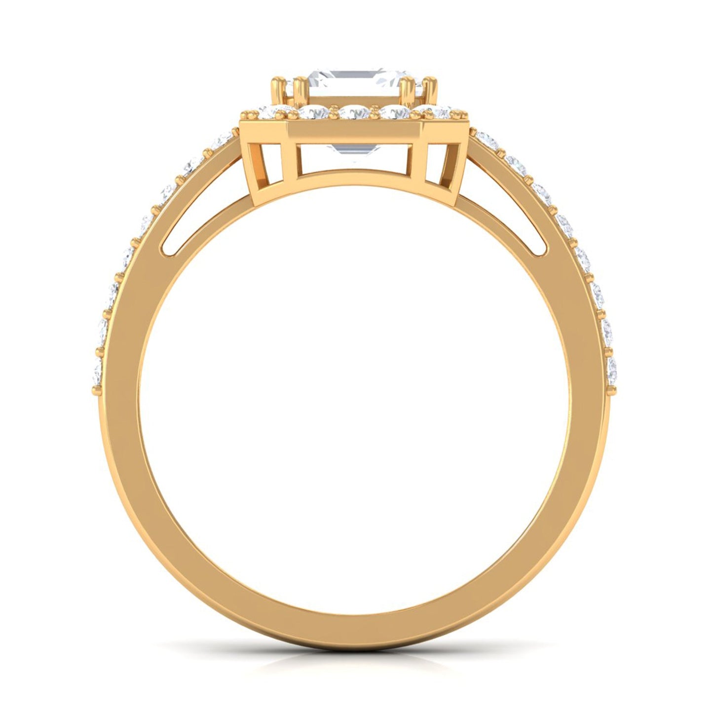 2.25 CT Asscher Cut Solitaire Zircon Halo Engagement Ring