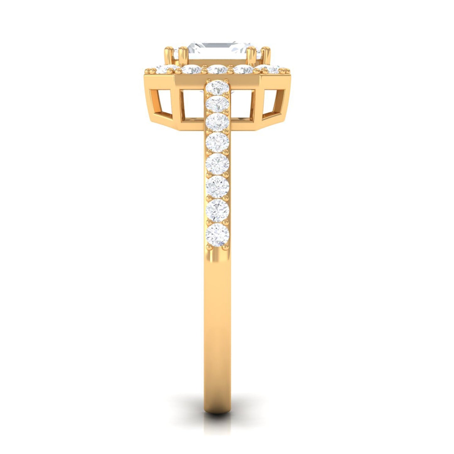 2.25 CT Asscher Cut Solitaire Zircon Halo Engagement Ring
