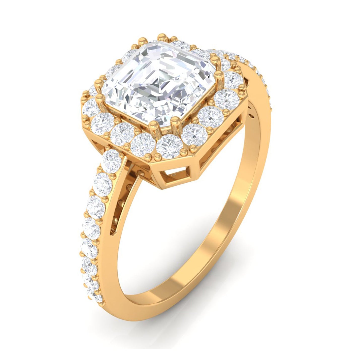 2.25 CT Asscher Cut Solitaire Zircon Halo Engagement Ring