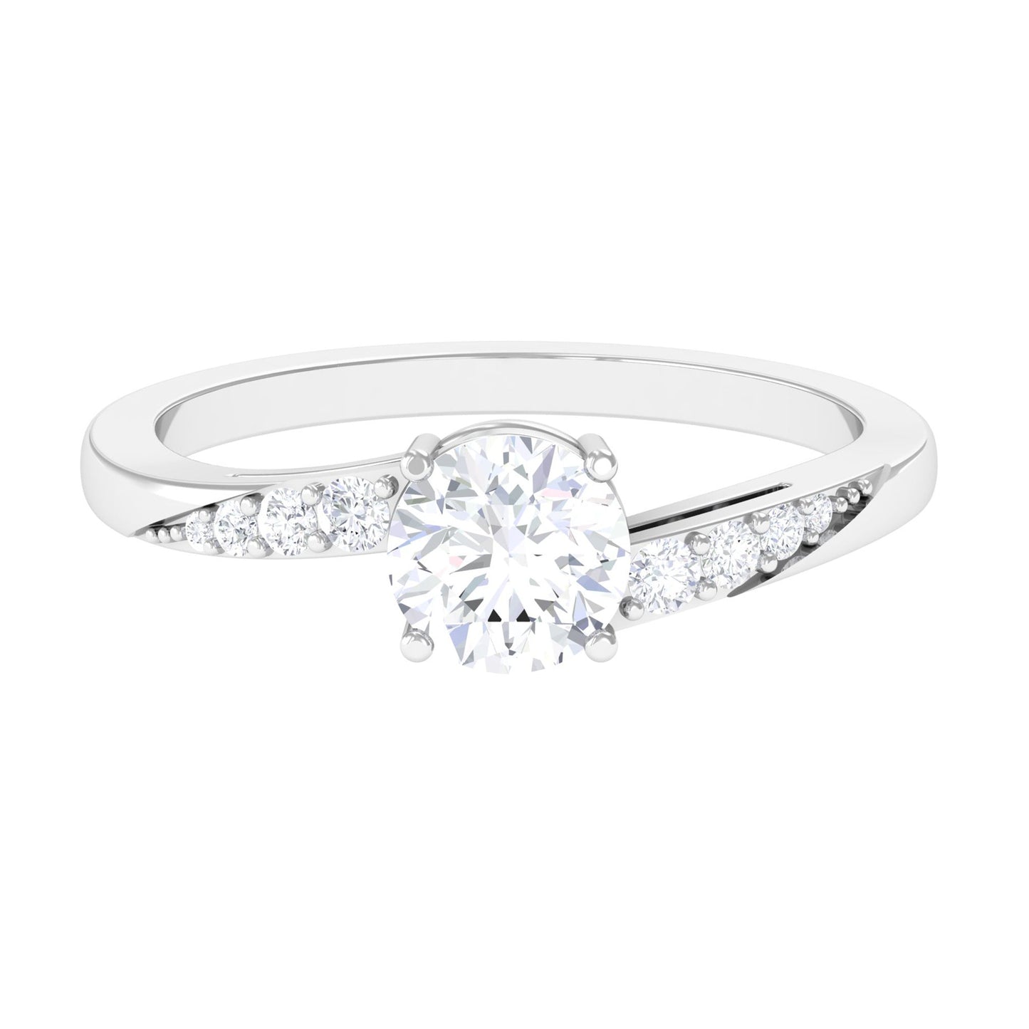 1 Carat Certified Solitaire Cubic Zirconia Bypass Engagement Ring