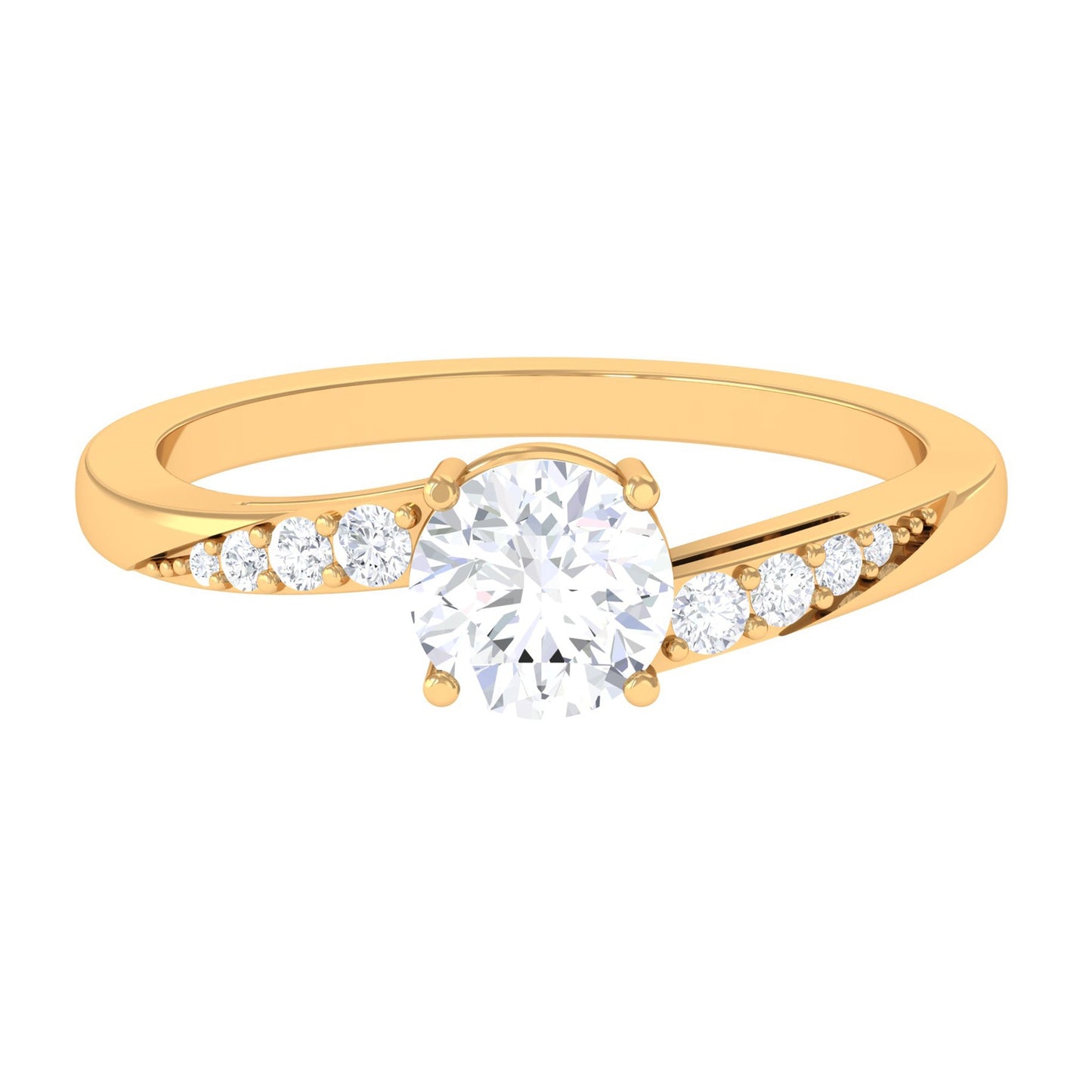 1 Carat Certified Solitaire Cubic Zirconia Bypass Engagement Ring