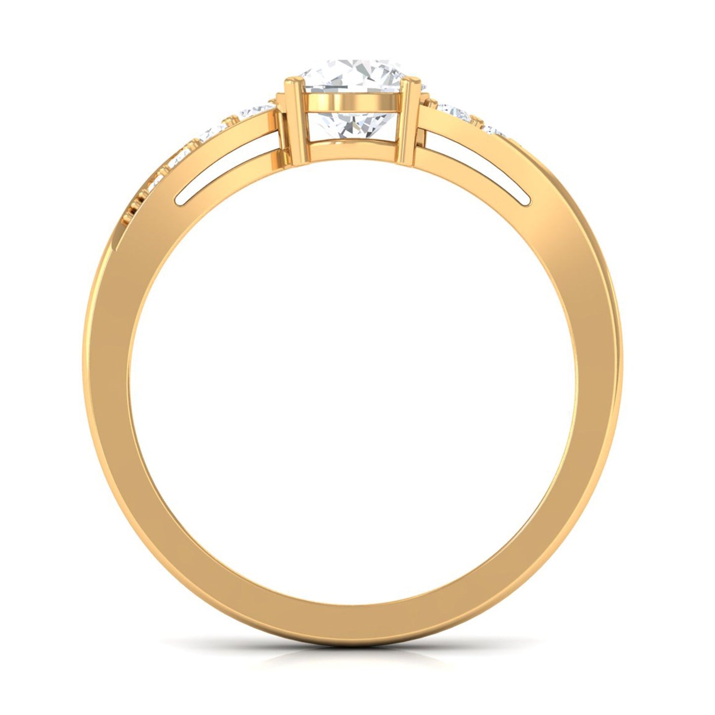 1 Carat Certified Solitaire Cubic Zirconia Bypass Engagement Ring