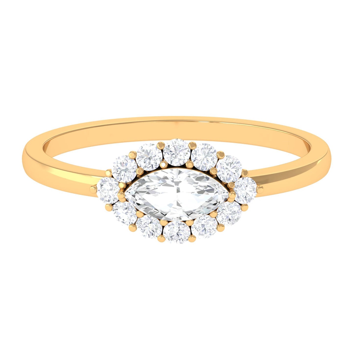 1 CT Marquise Cut Zircon East West Engagement Ring
