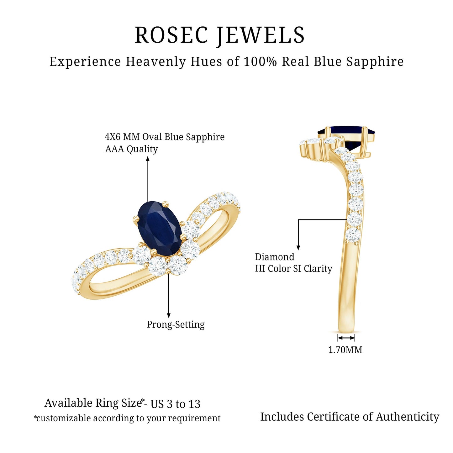 1.25 CT Oval Cut Blue Sapphire and Diamond Chevron Ring