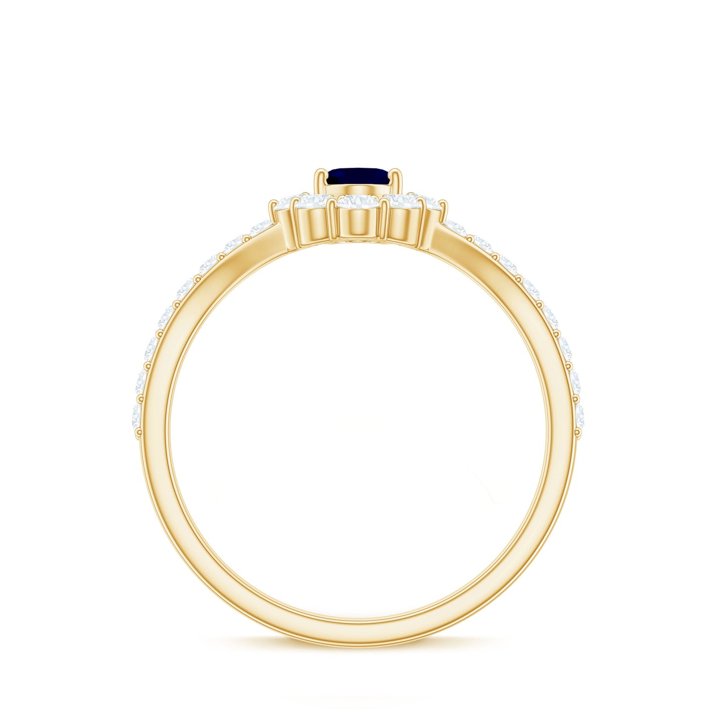 1.25 CT Oval Cut Blue Sapphire and Diamond Chevron Ring