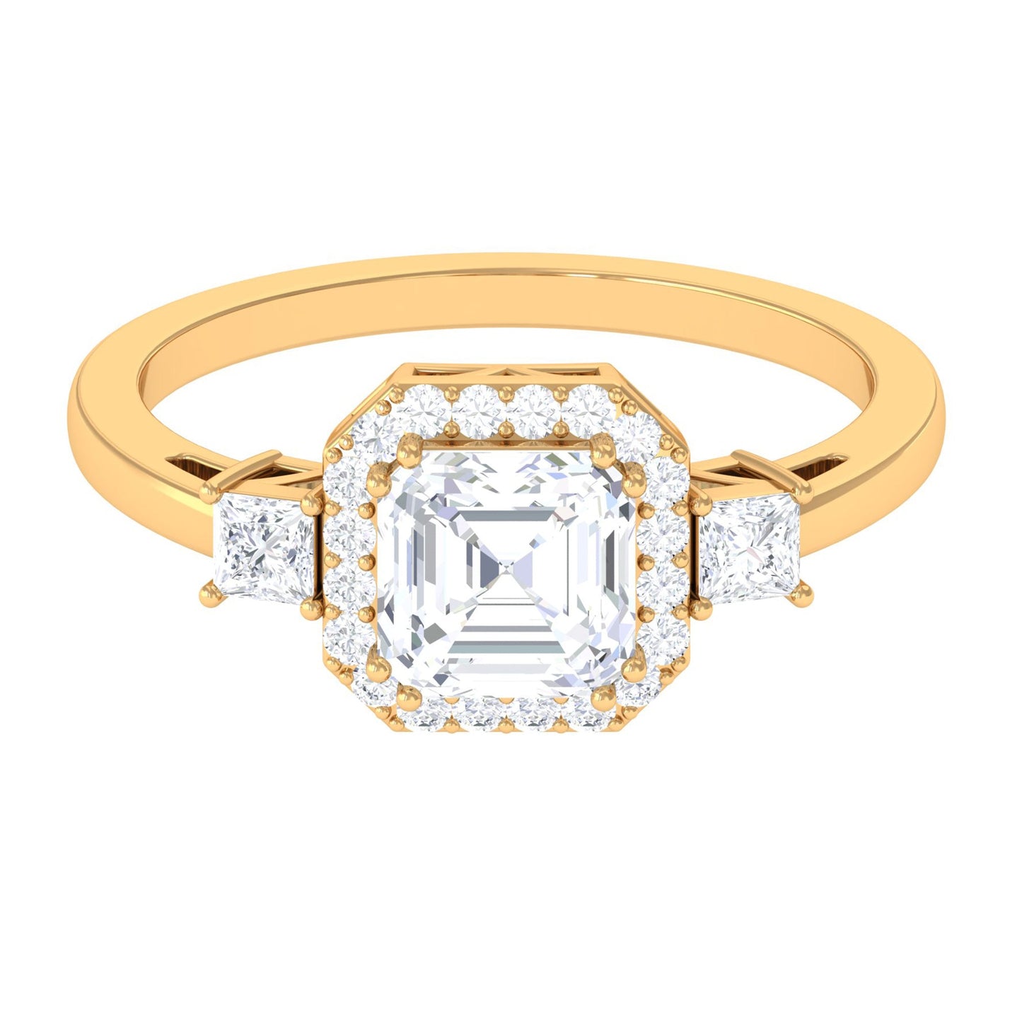 Asscher Cut Zircon Statement Engagement Ring