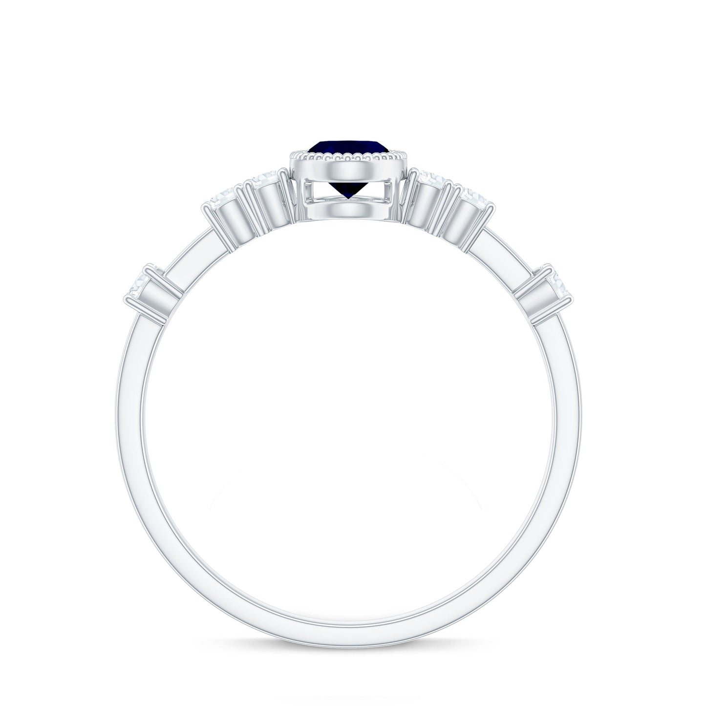 1 CT Oval Cut Blue Sapphire Solitaire Engagement Ring with Diamond
