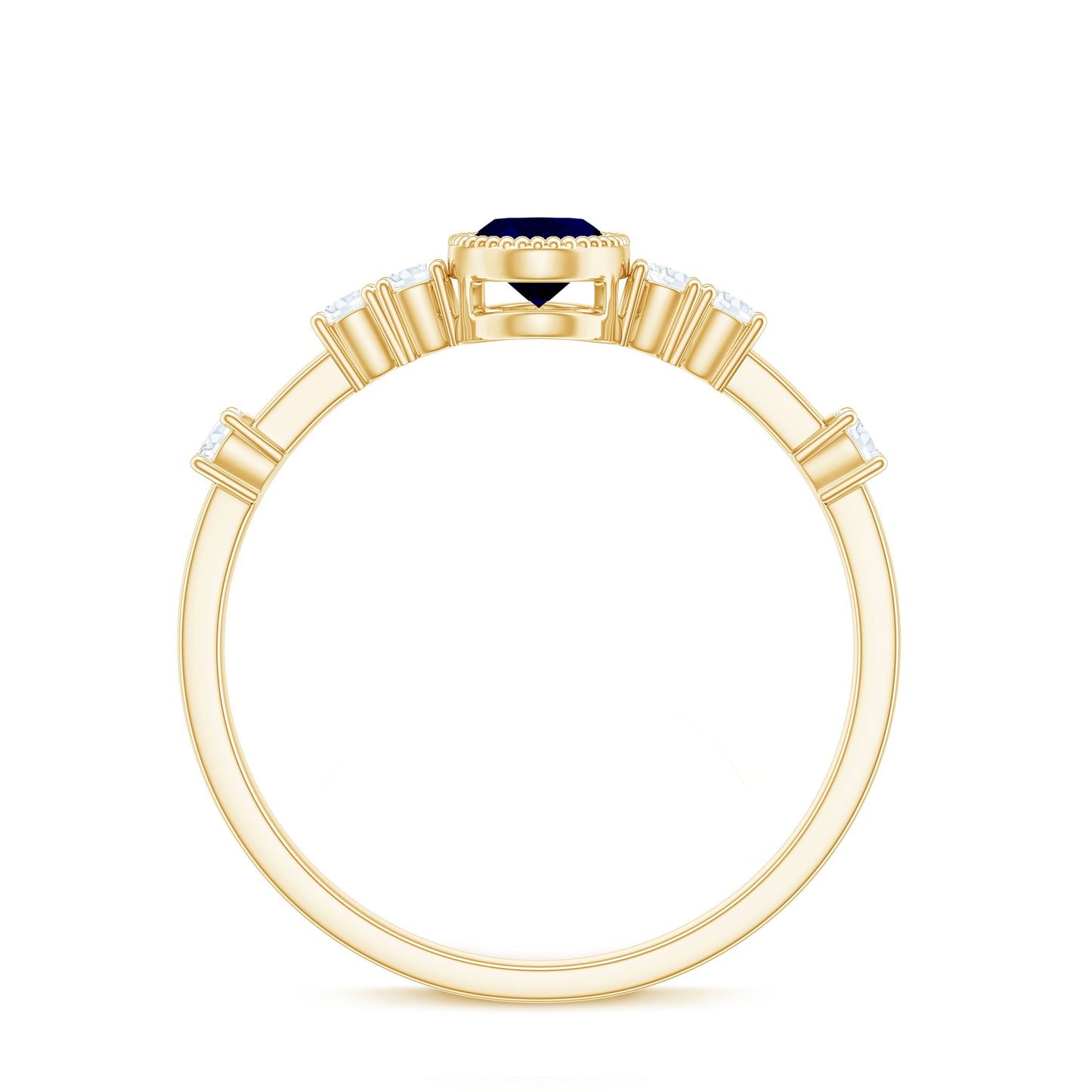 1 CT Oval Cut Blue Sapphire Solitaire Engagement Ring with Diamond