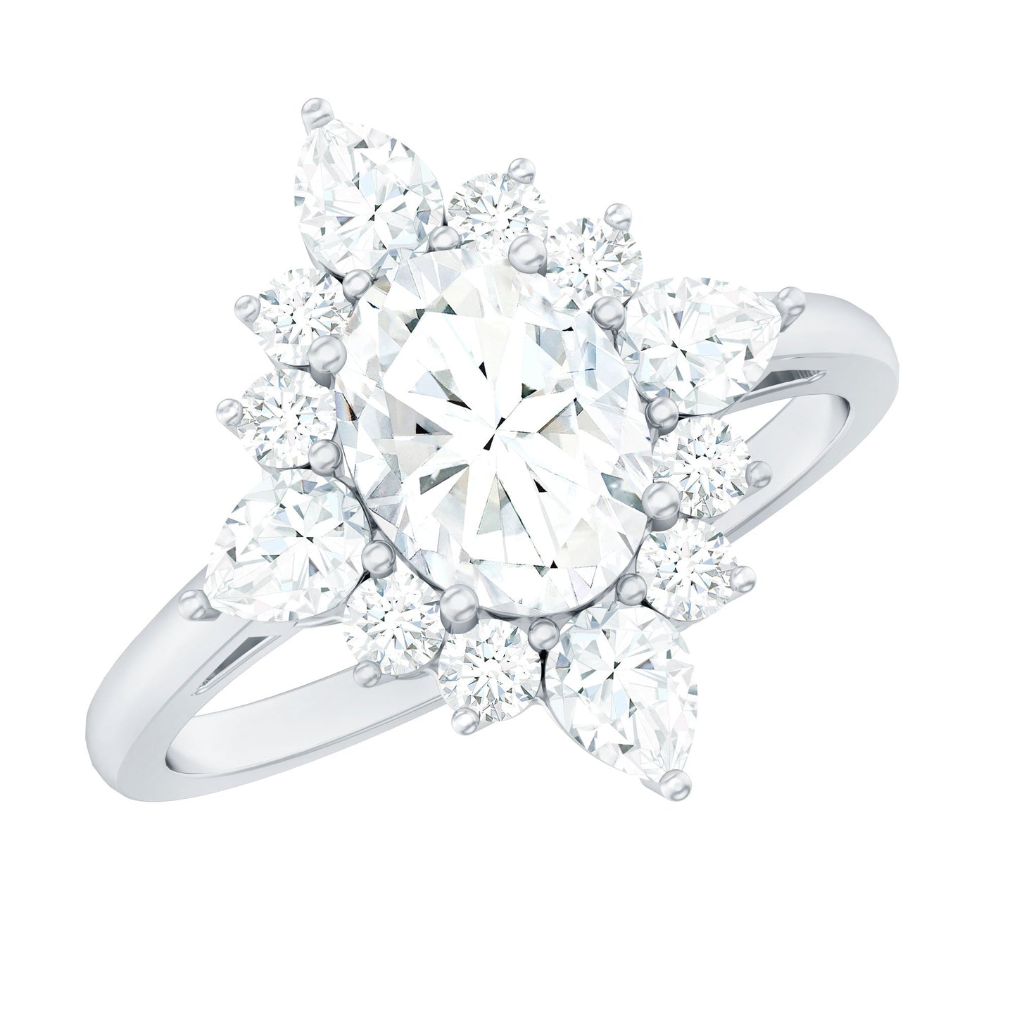 1 Carat Oval Zirconia Statement Engagement Ring with Halo