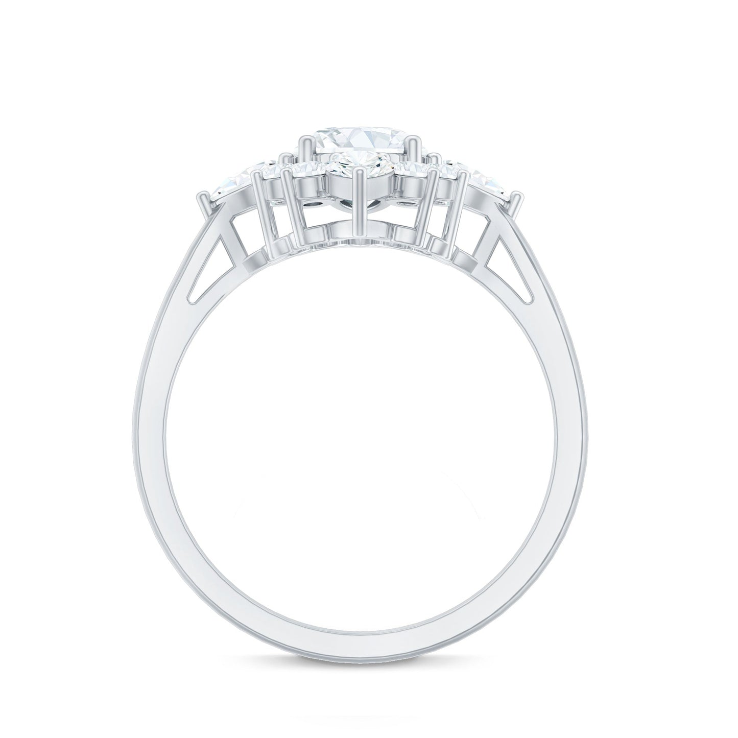 1 Carat Oval Zirconia Statement Engagement Ring with Halo