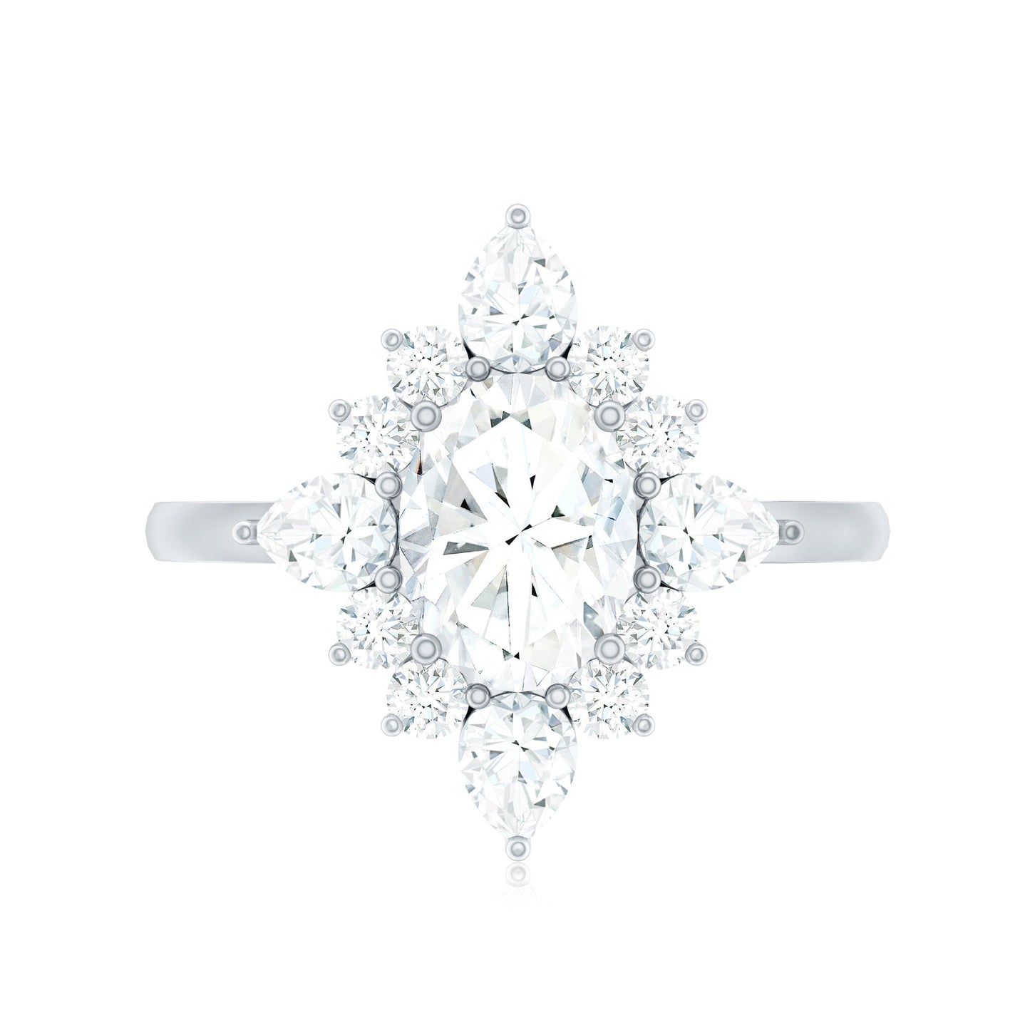 1 Carat Oval Zirconia Statement Engagement Ring with Halo