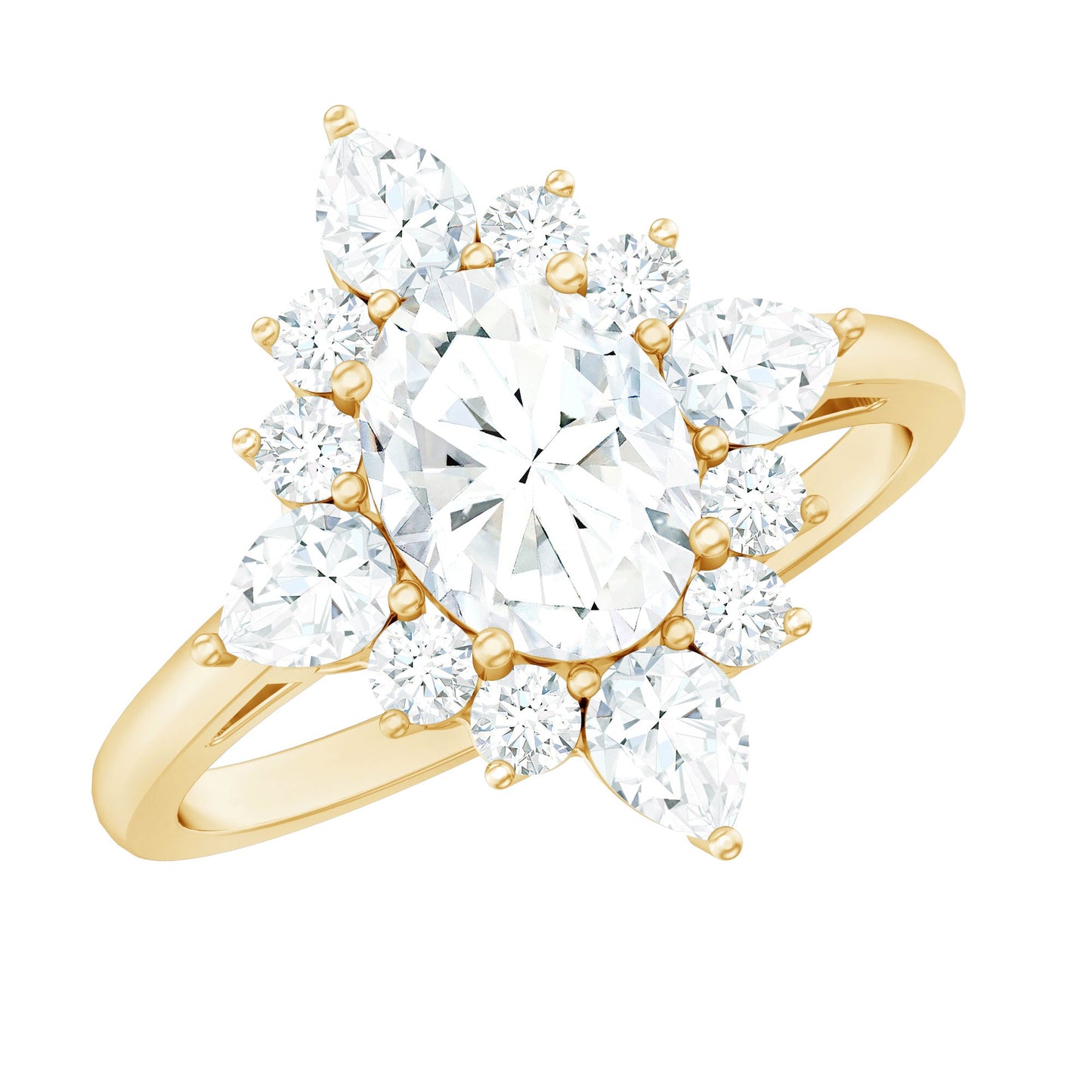 1 Carat Oval Zirconia Statement Engagement Ring with Halo