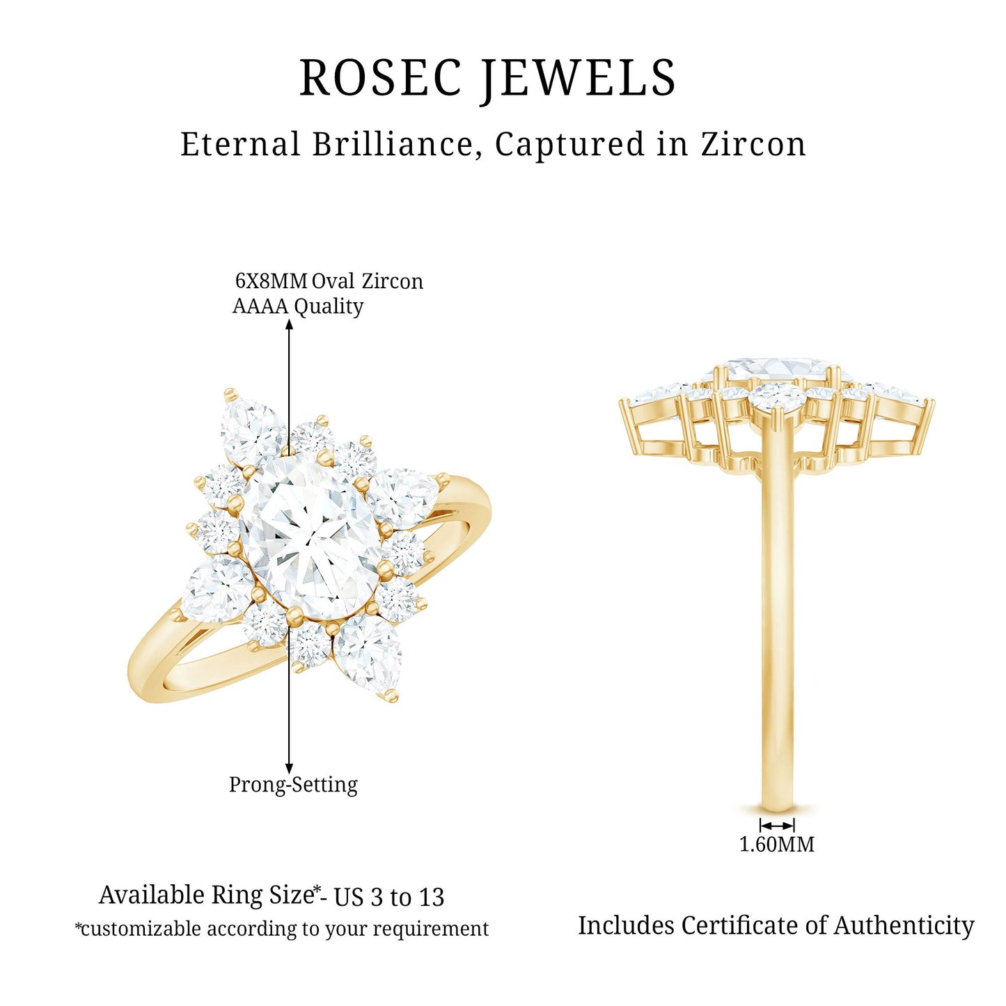 1 Carat Oval Zirconia Statement Engagement Ring with Halo