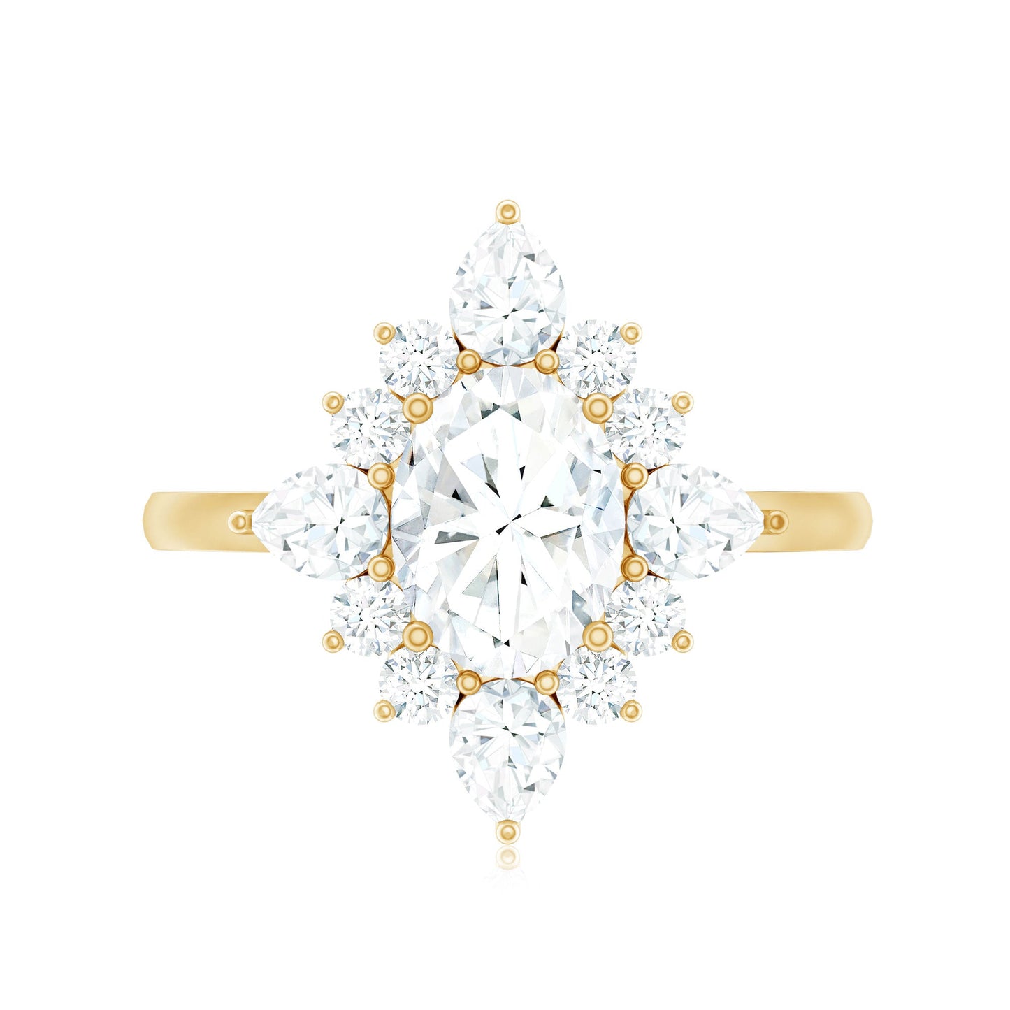 1 Carat Oval Zirconia Statement Engagement Ring with Halo