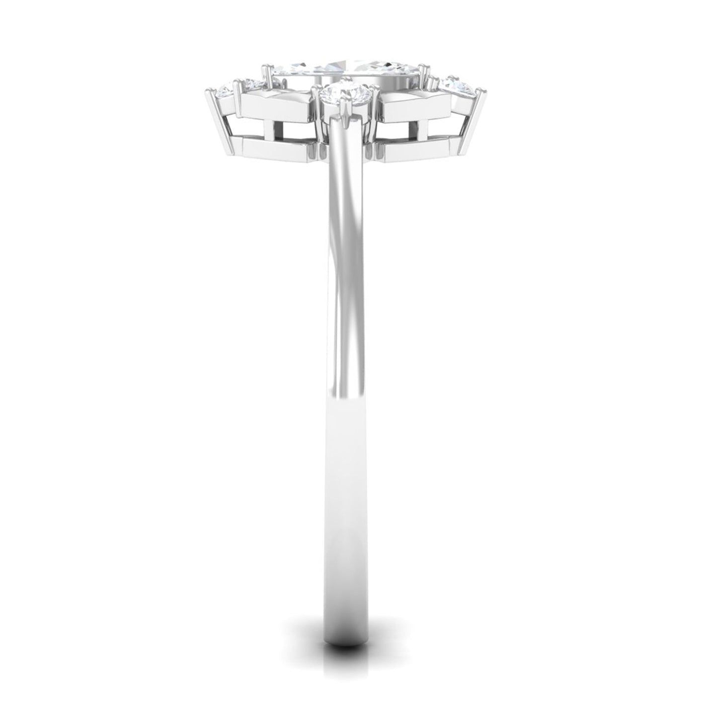 Marquise Cut Cubic Zirconia Engagement Ring with Textured Detail