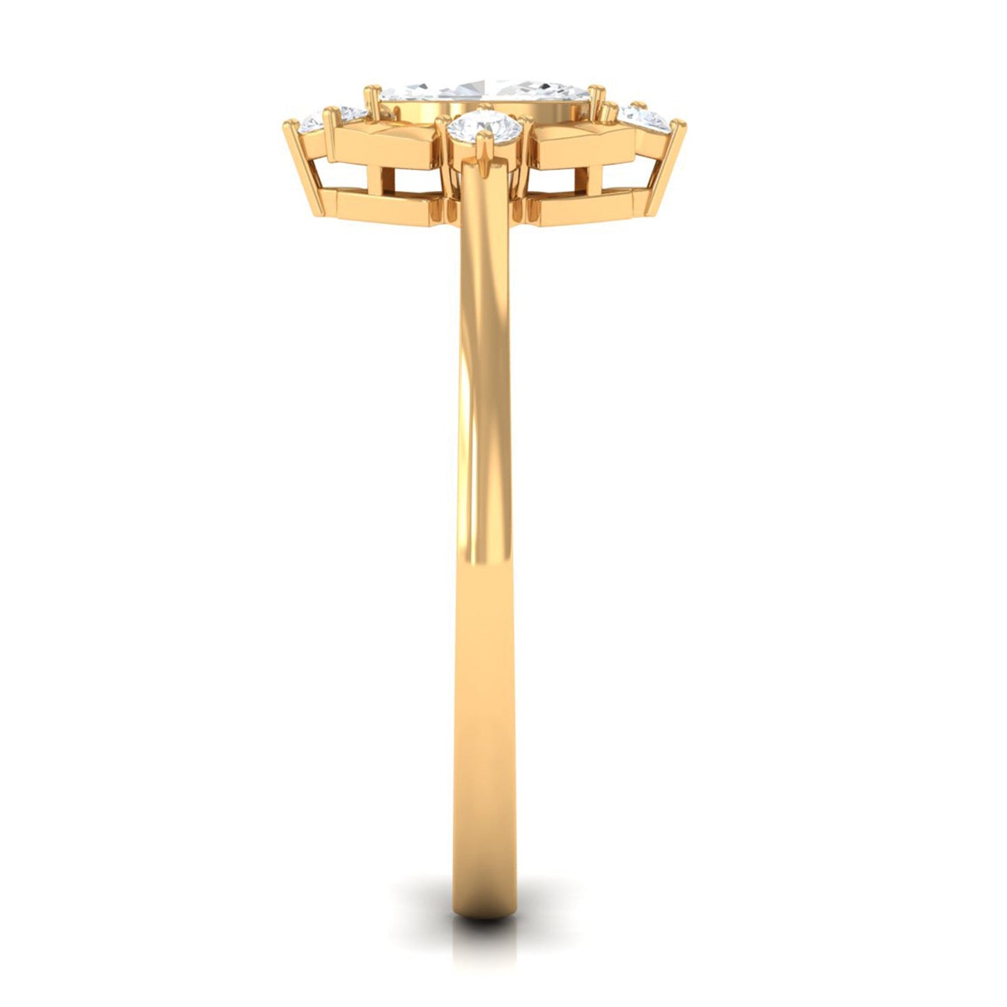 Marquise Cut Cubic Zirconia Engagement Ring with Textured Detail
