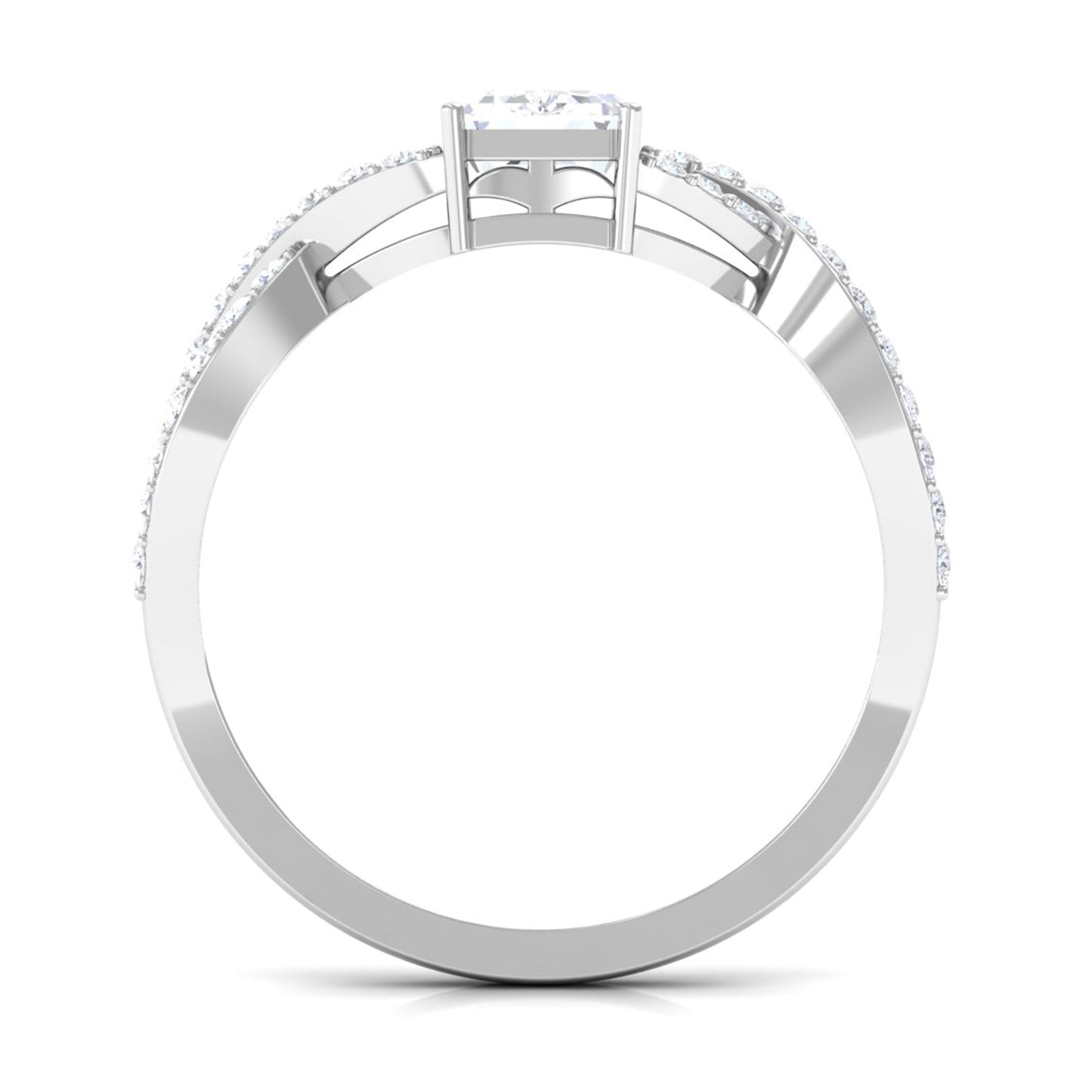 2.50 CT Octagon Cut Solitaire Zircon Crossover Engagement Ring