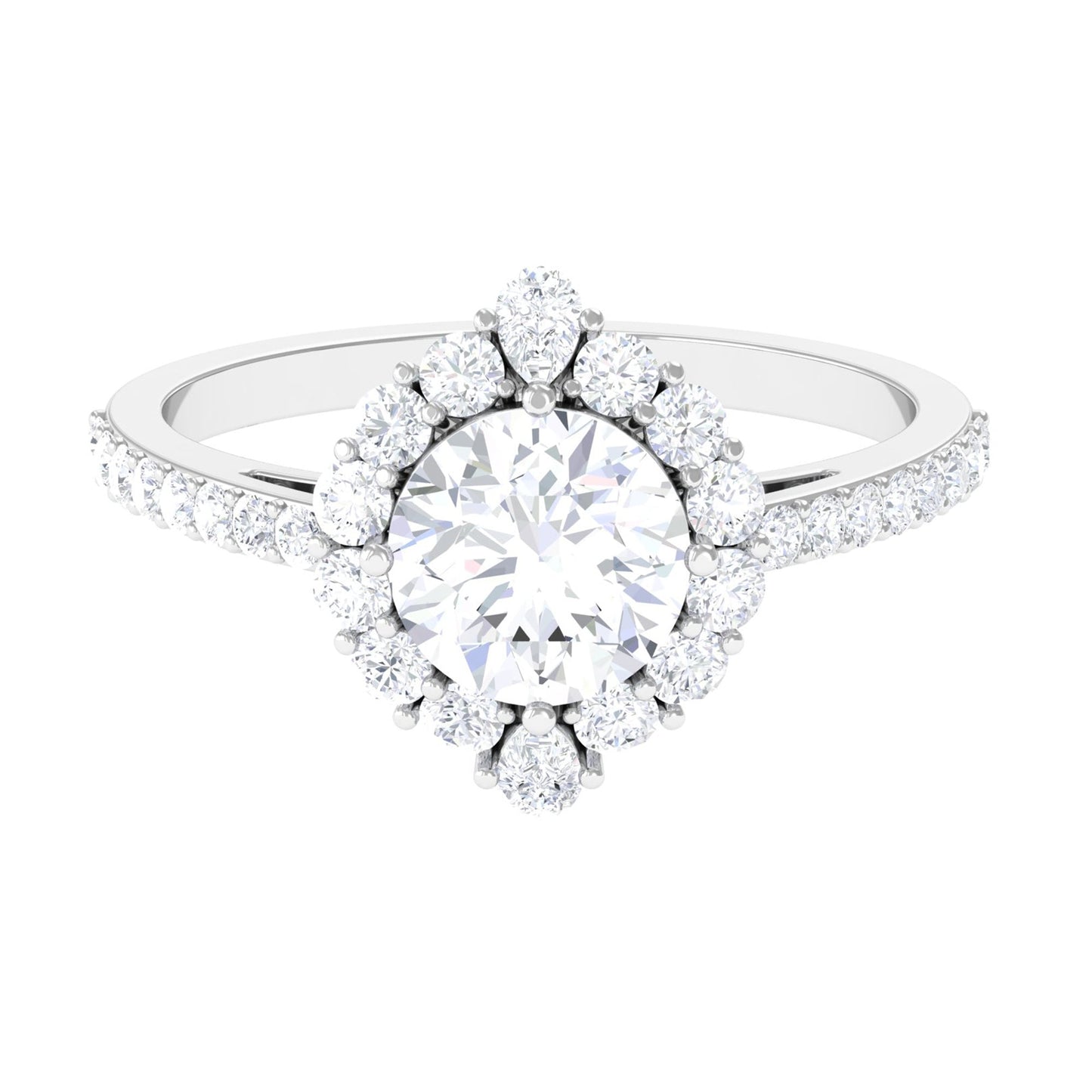 1 Carat Round Cubic Zirconia Halo Engagement Ring