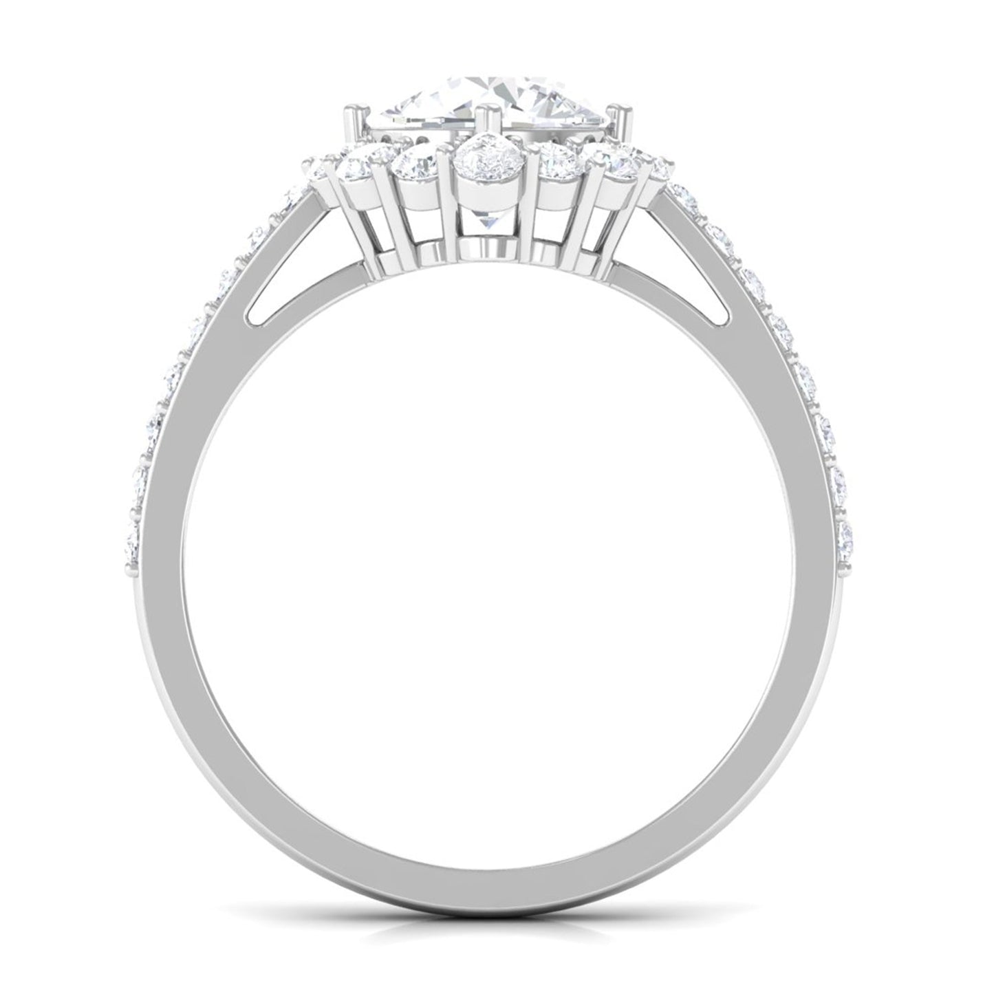 1 Carat Round Cubic Zirconia Halo Engagement Ring