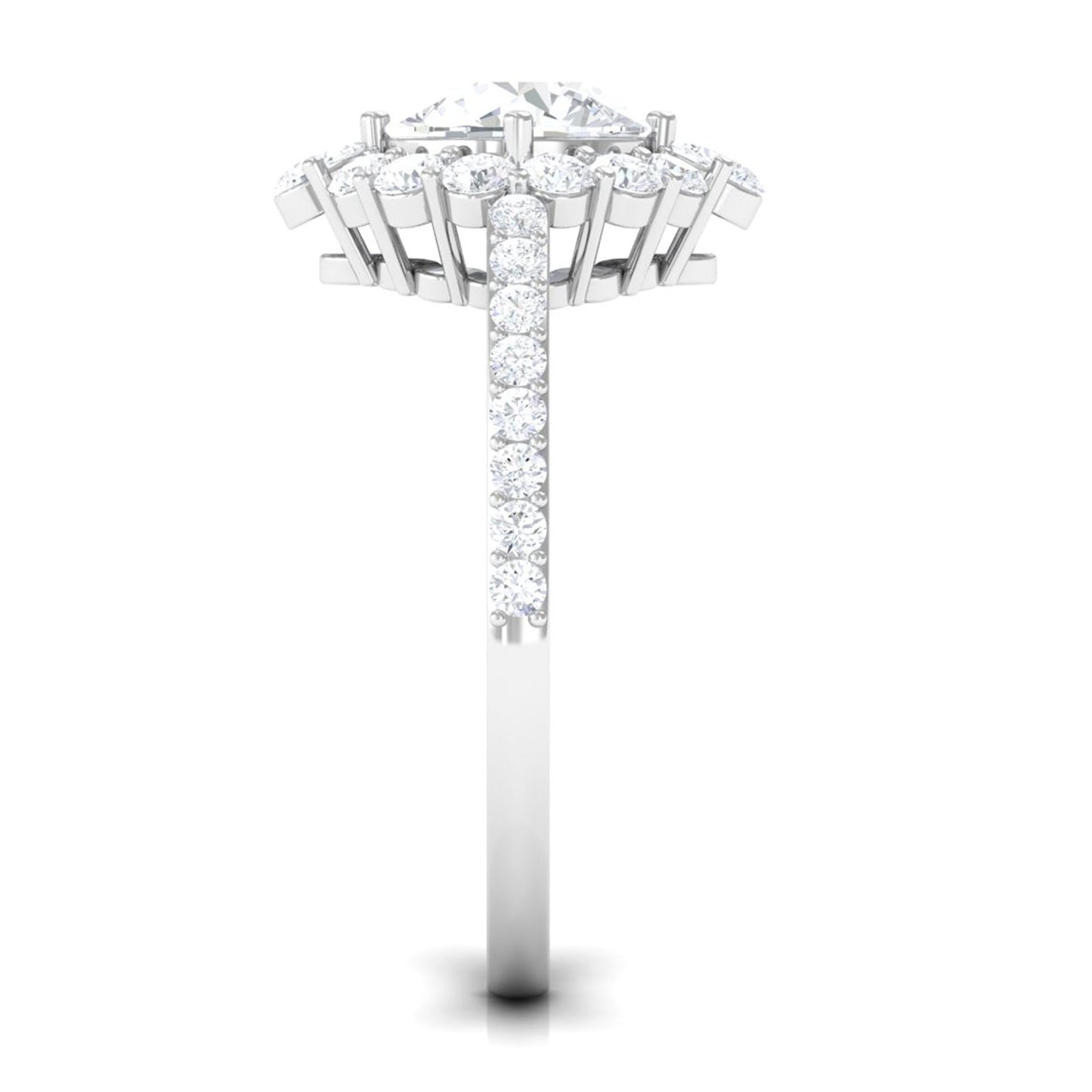 1 Carat Round Cubic Zirconia Halo Engagement Ring