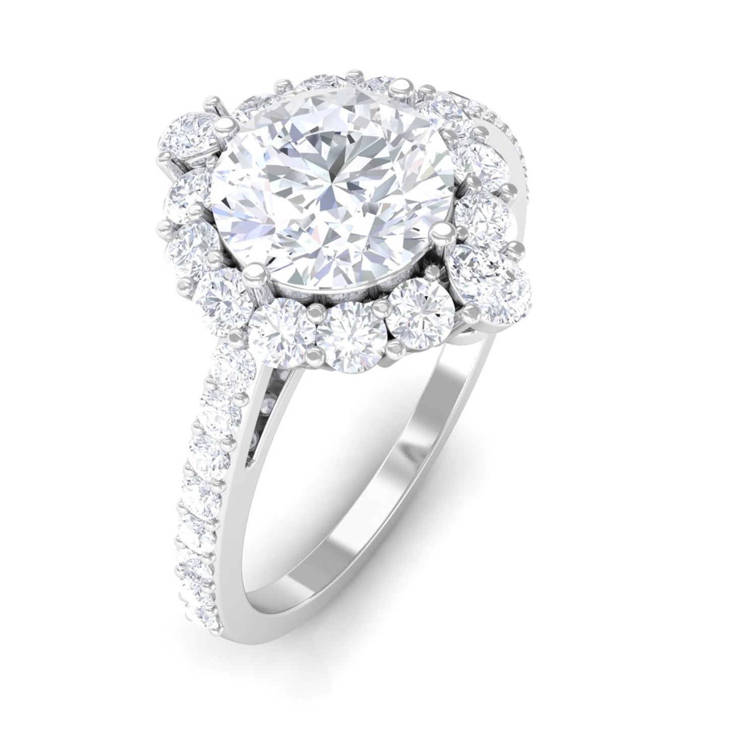 1 Carat Round Cubic Zirconia Halo Engagement Ring