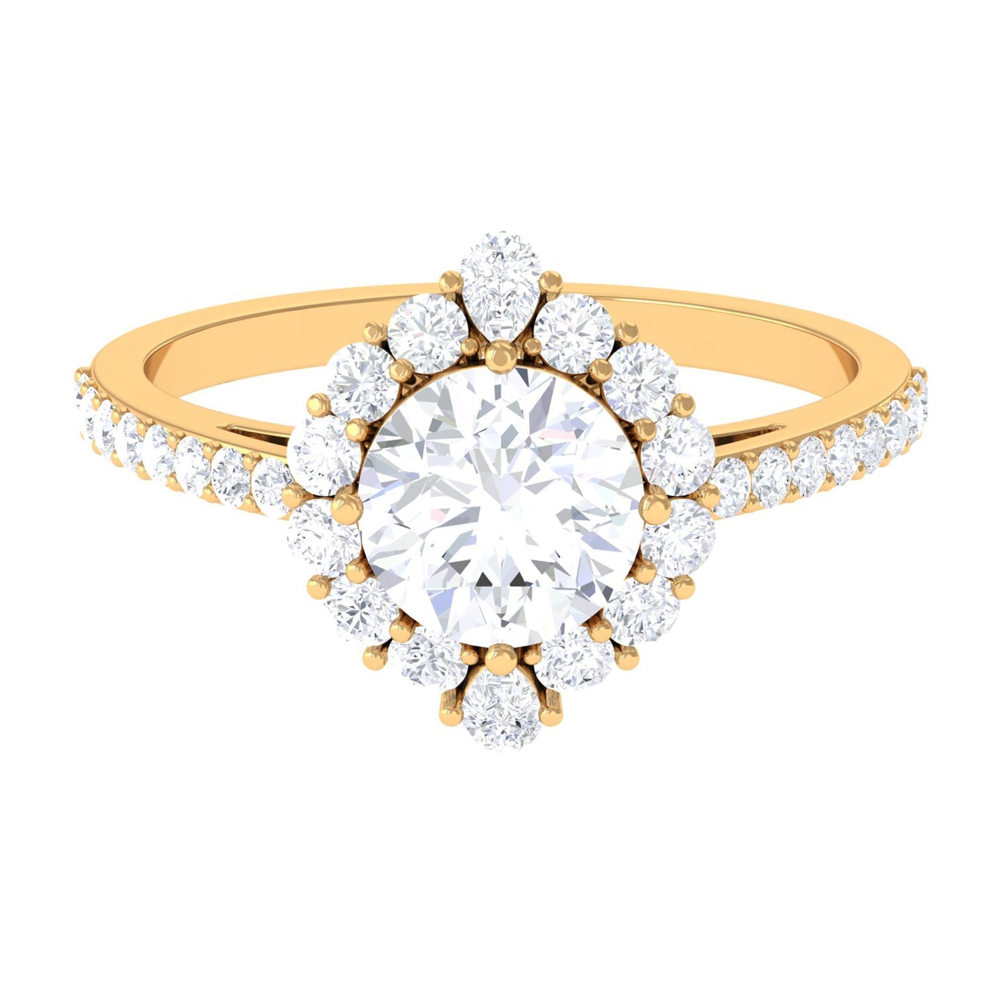 1 Carat Round Cubic Zirconia Halo Engagement Ring