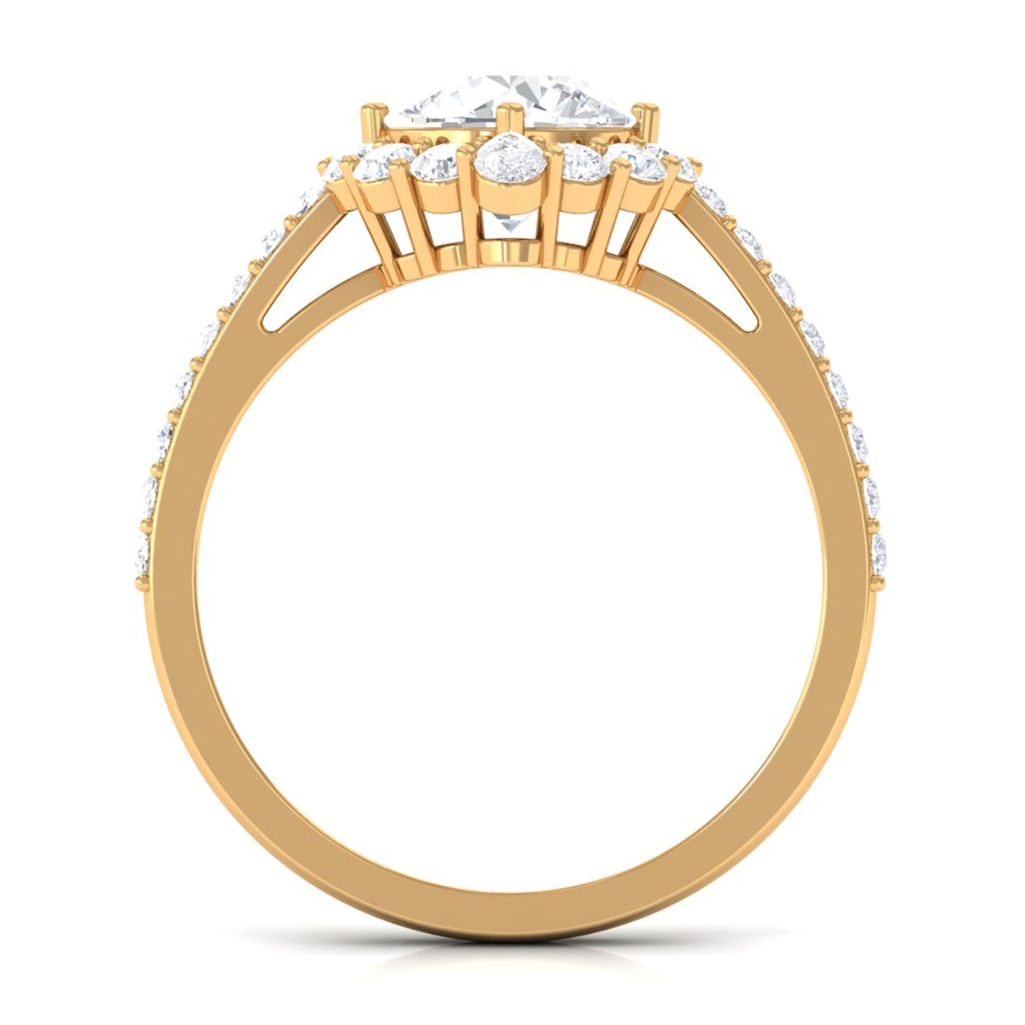 1 Carat Round Cubic Zirconia Halo Engagement Ring