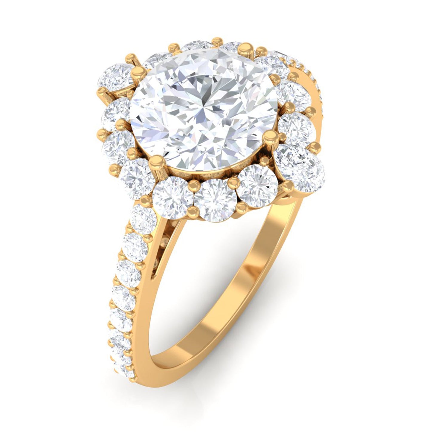 1 Carat Round Cubic Zirconia Halo Engagement Ring
