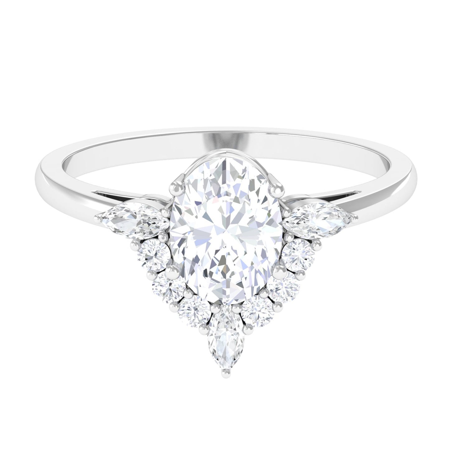 1 Carat Oval Zircon Unique Engagement Ring for Women